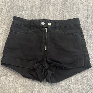 Black Women's High Rise Denim Shorts